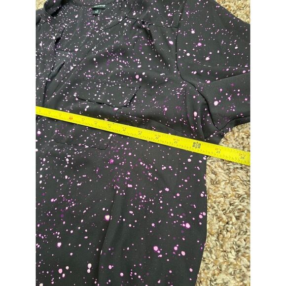 Torrid Black Purple Splatter Print Blouse Roll Tab Sleeve Size 2X Preppy - Picture 7 of 9